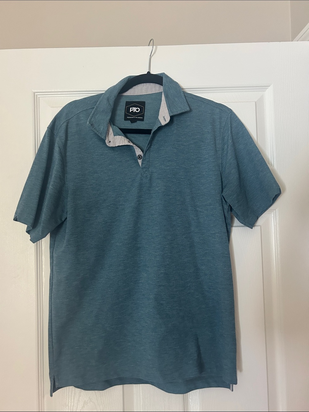 Men's Teal Short-Sleeve Polo with Contrast Trim